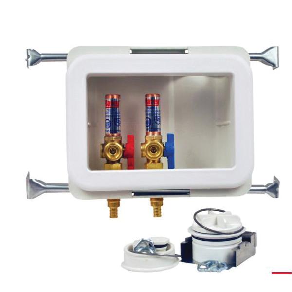 HARVEY™ 38470 Thermoset Fire-Rated Plastic Fire-Rated Washing Machine Outlet Box, 1/4-Turn Brass Ball Valve, Sweat