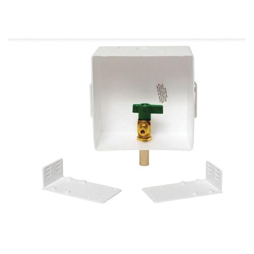 Oatey® 39159 Square Ice Maker Bo, 1/4 in, CPVC, Quarter-Turn Valve, 6.42 in W Bo, 3-1/2 in D Bo, 6 in H Box