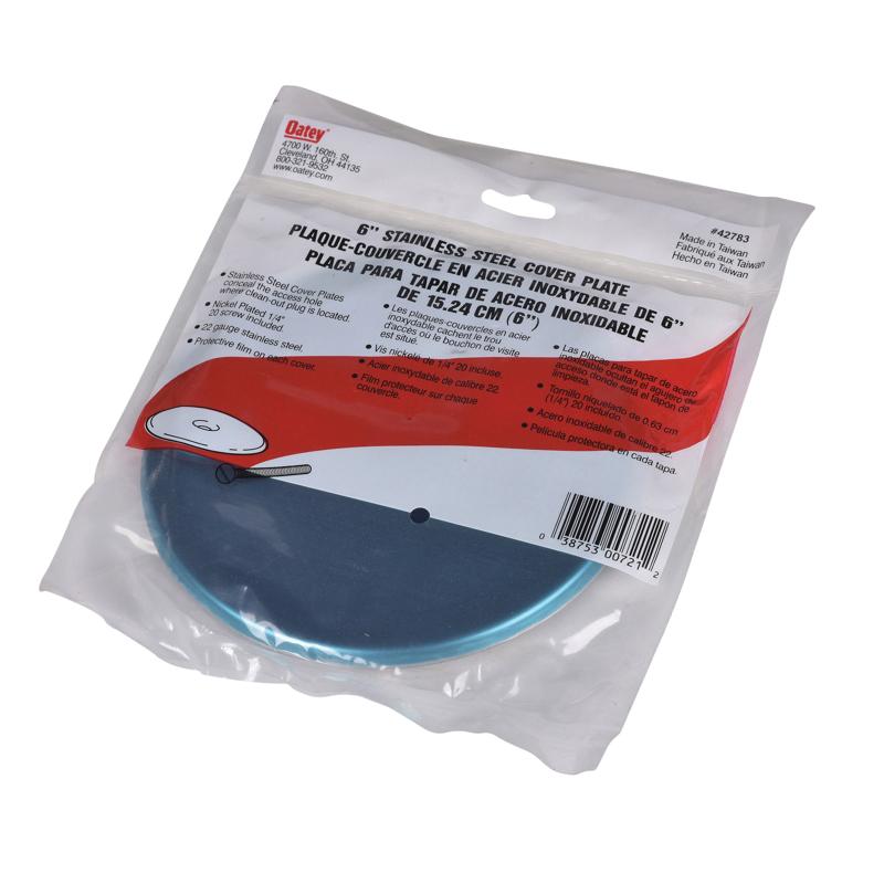 Oatey® 42783 Cover Plate, Fits Pipe Size: 6 in, Stainless Steel, 0.031 in THK thumbnail 2