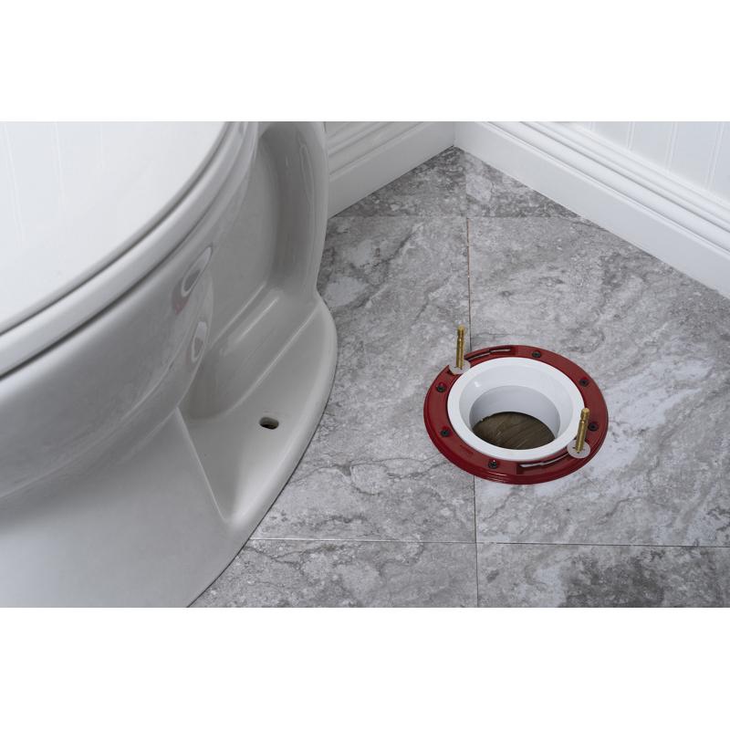 Oatey&reg; 43513 Level-Fit PVC Plastic Closet Flange With Metal Ring, 3 inch x 4 inch, Solvent Weld, White