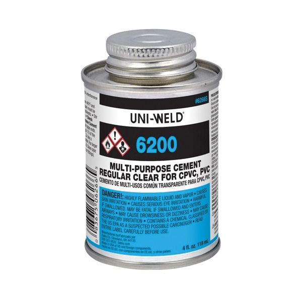 Oatey® 6200 Series 6266S Multi-Purpose Cement, 4 oz, Can, Liquid, Clear, Solvent, 2 hr Curing