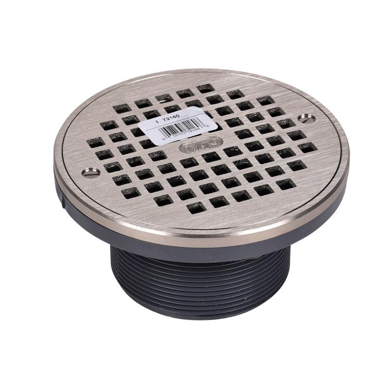 Oatey&reg; PVC Adjustable Round Grate with Barrel and Ring, 6 inch, Nickel