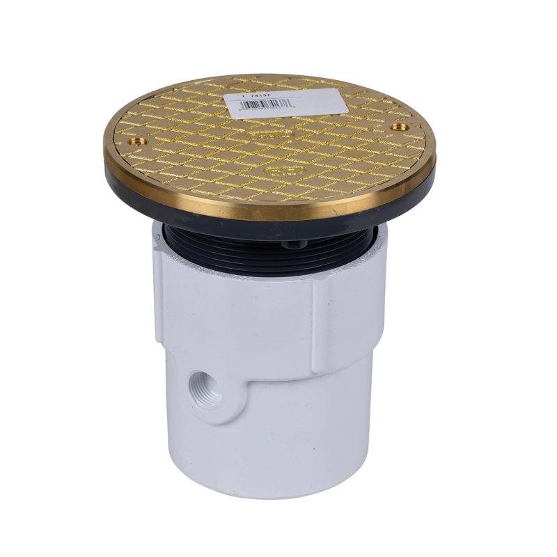Oatey® Adjustable PVC Cleanout with 6 inch Brass Cover and Round Ring, 3 inch x 4 inch thumbnail 2