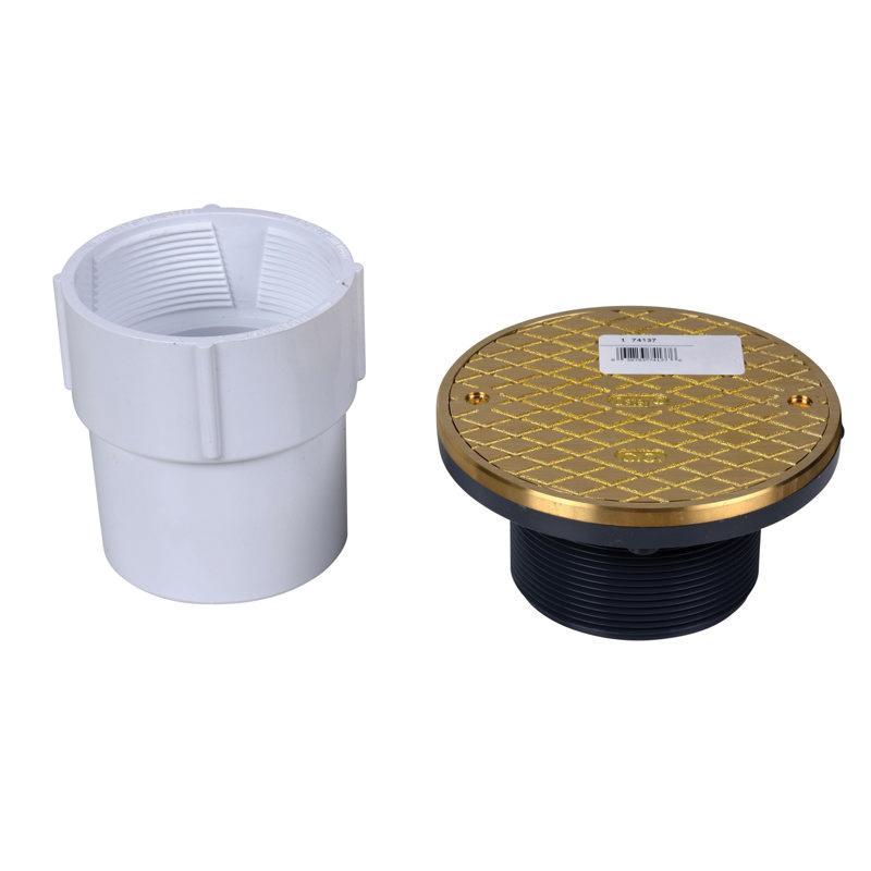Oatey® Adjustable PVC Cleanout with 6 inch Brass Cover and Round Ring, 3 inch x 4 inch