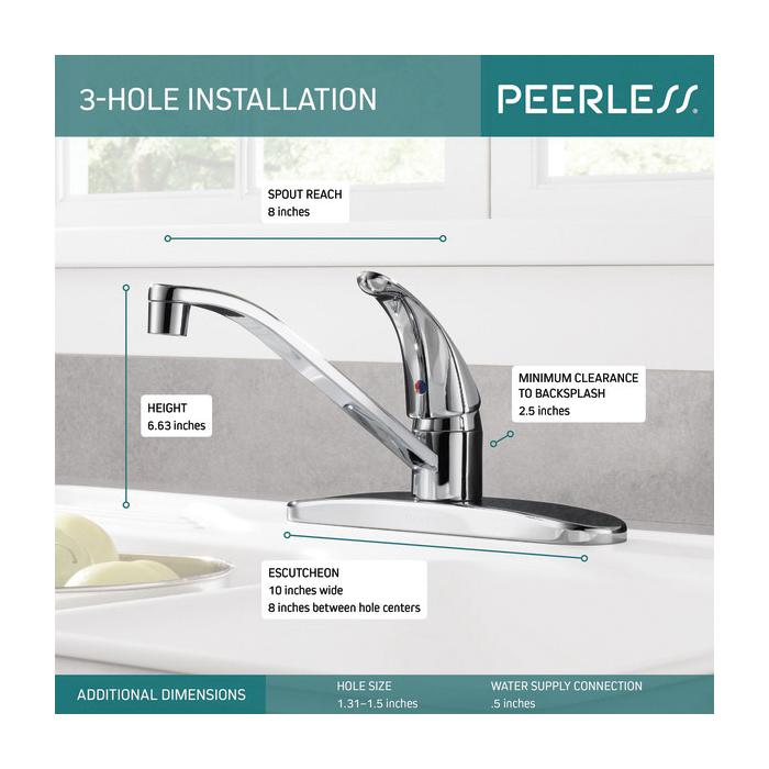 PEERLESS® P110LF Kitchen Faucet, Deck, Single Handle, Chrome
