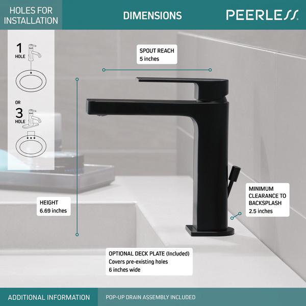 3/8 inch Compression 1 gpm 1-Lever Handle Brass Lavatory Faucet, Matte Black
