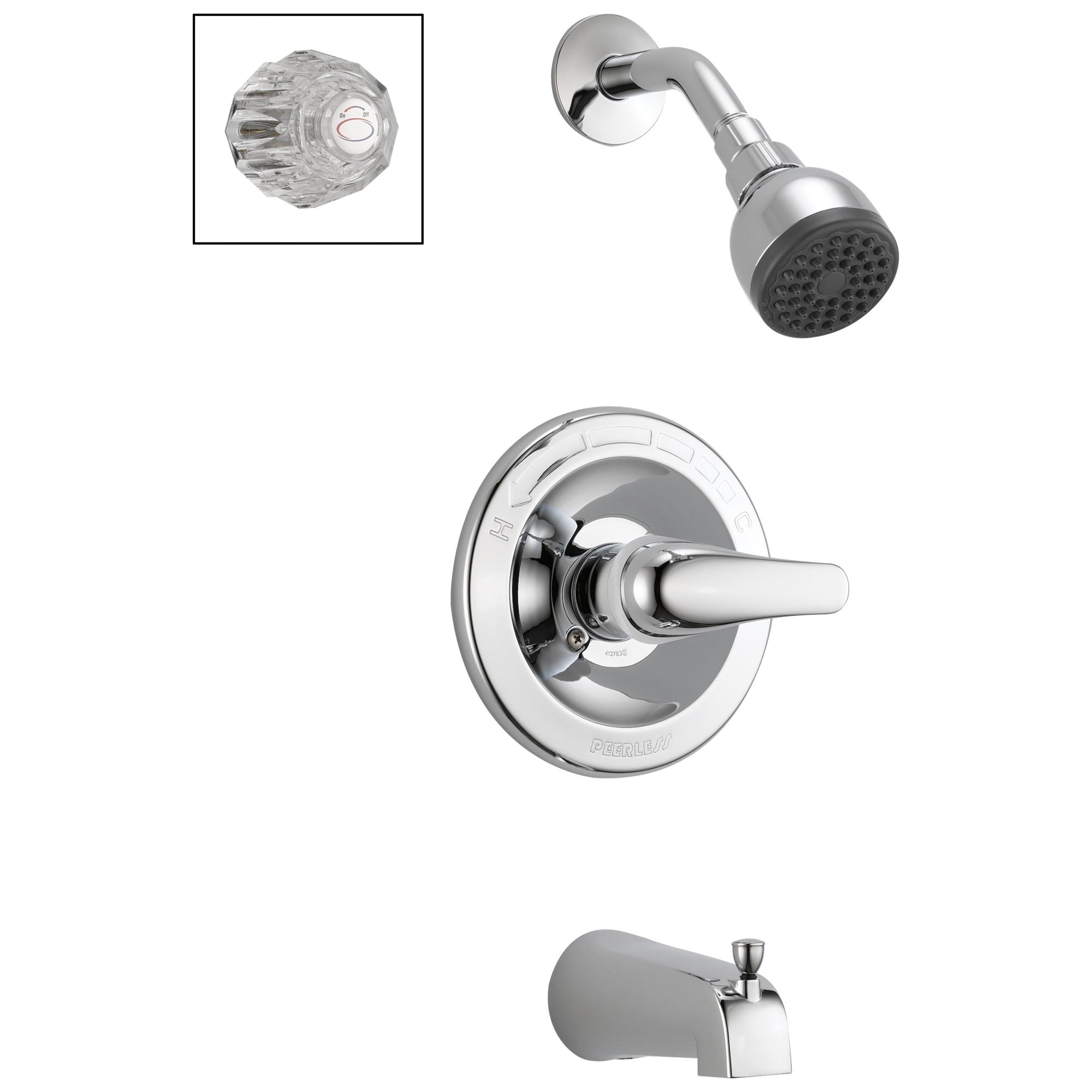 PEERLESS® Core® P188720 Tub/Shower Faucet, Chrome, 1-Handle, 1.75 gpm thumbnail 4