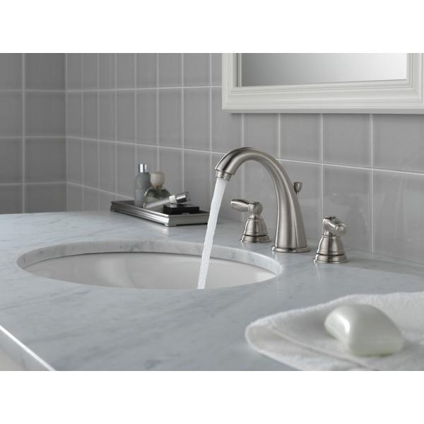 PEERLESS® Claymore® P299196LF-BN Bathroom Faucet, 2-Handle, Deck, Widespread, Pop-Up, Brushed Nickel