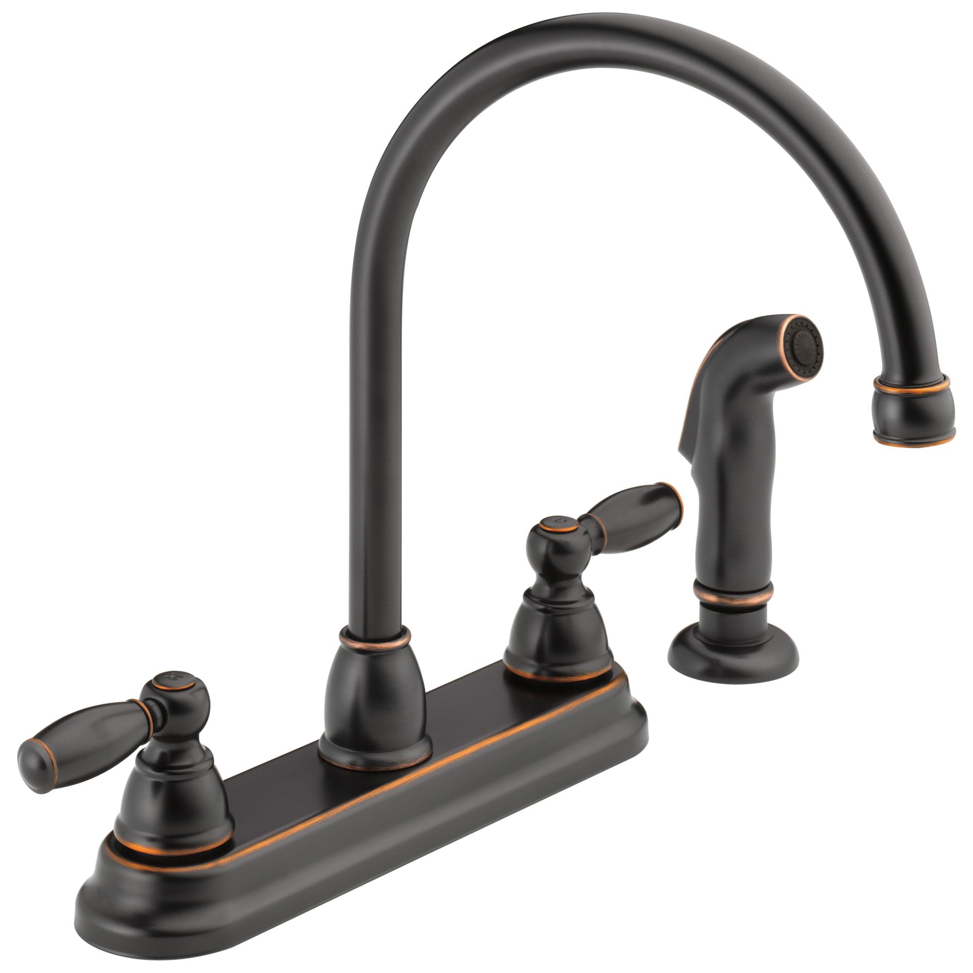 PEERLESS® Kitchen Faucet, 1.8 gpm, 8 in Center, 2 Handles, Oil Rubbed Bronze thumbnail 4