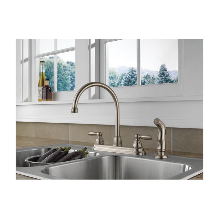 PEERLESS® CLAYMORE® P299575LF-SS Kitchen Faucet, Dual-Handle, Stainless Steel thumbnail 4