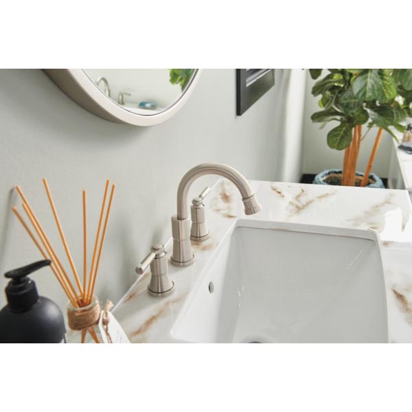 PEERLESS® Westchester® P3523LF-BN Bathroom Faucet, 2-Handle, Deck, Widespread, Push Pop-Up, Brushed Nickel