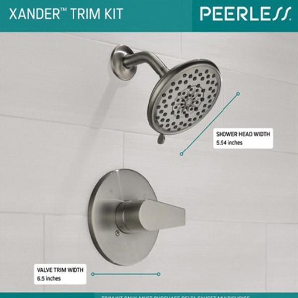 PEERLESS® Xander Single Handle Pressure Balanced MultiChoice Shower Trim Only, Brushed Nickel thumbnail 4