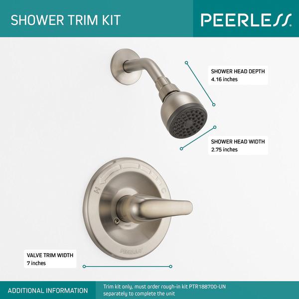1-Function Shower Only Trim, 1.5 gpm, 1 Lever Handles, Brushed Nickel thumbnail 2