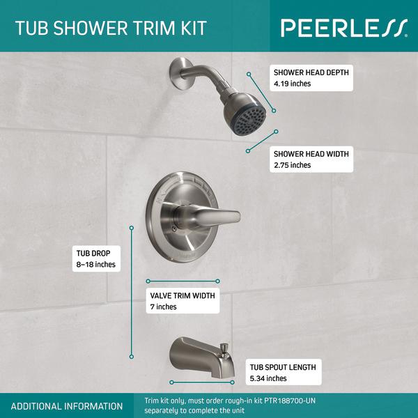 1-Function Tub and Shower Trim, 1.5 gpm, Pressure Balanced, 1 Handle, Brushed Nickel thumbnail 2