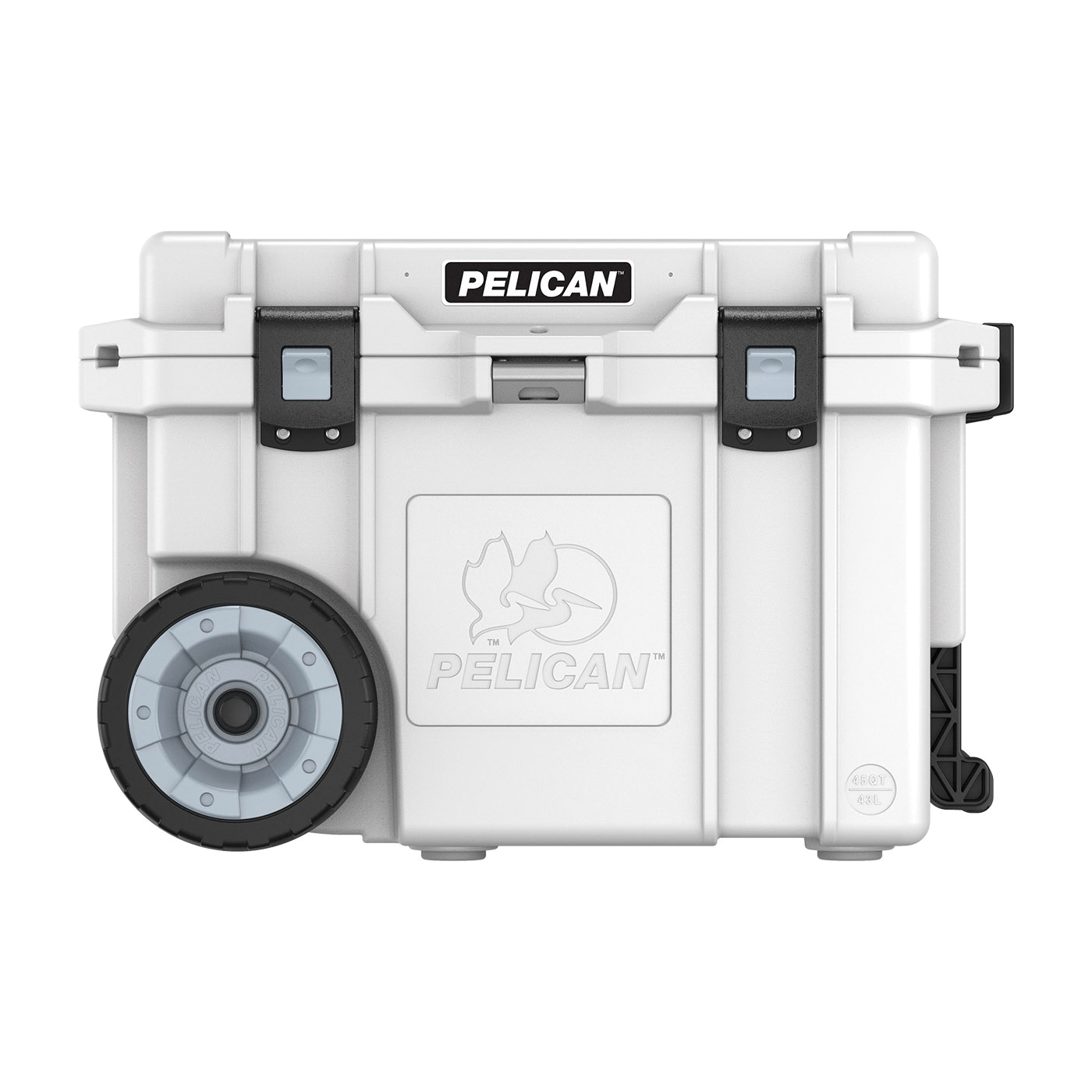 PELICAN™ 32-45QW-MC-WHT Elite Wheeled Cooler, 45 qt Volume, 2 in Thick Insulation, Press/Pull Latch Closure, White