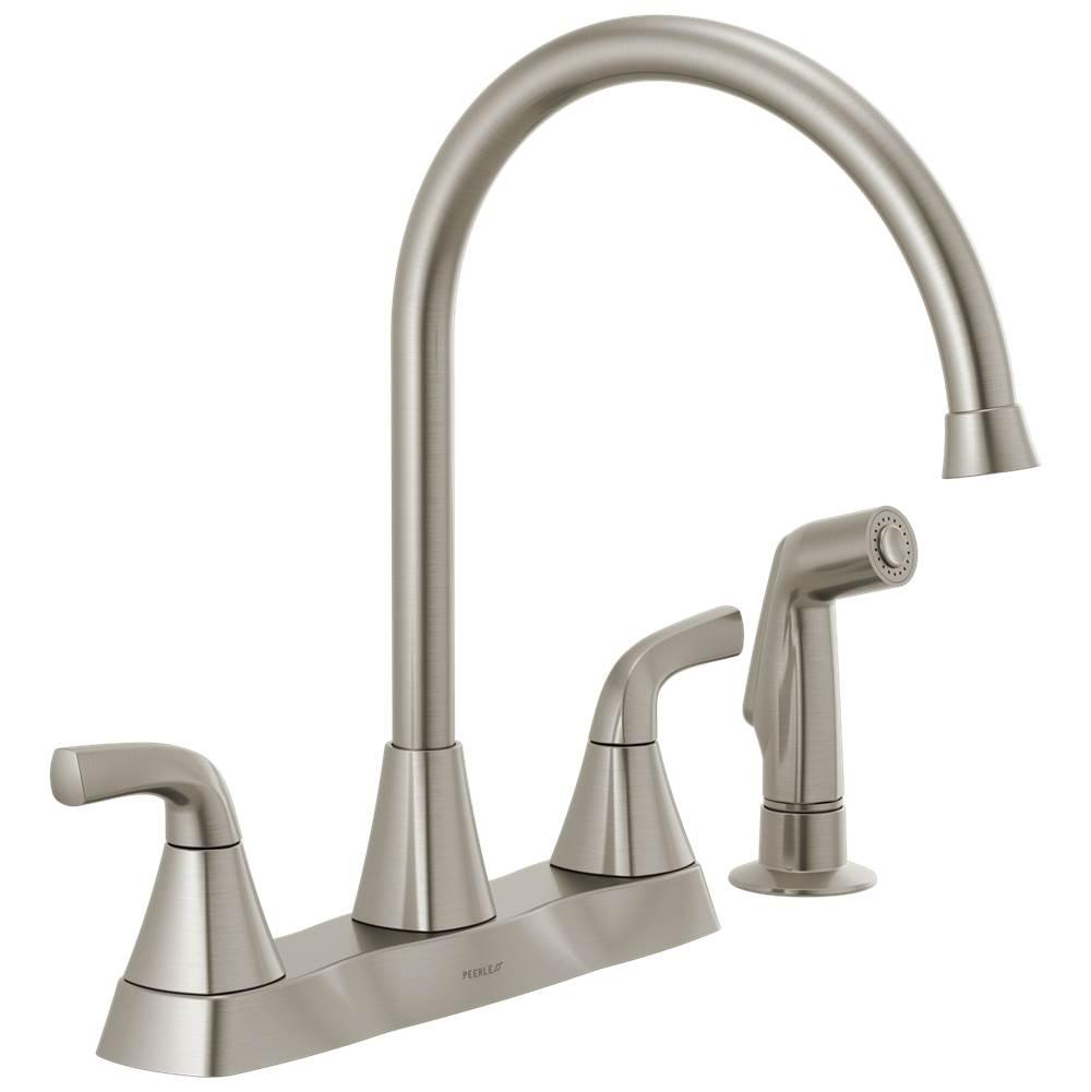 PEERLESS® Parkwood Two Handle Kitchen Faucet with Side Spray, Stainless Steel