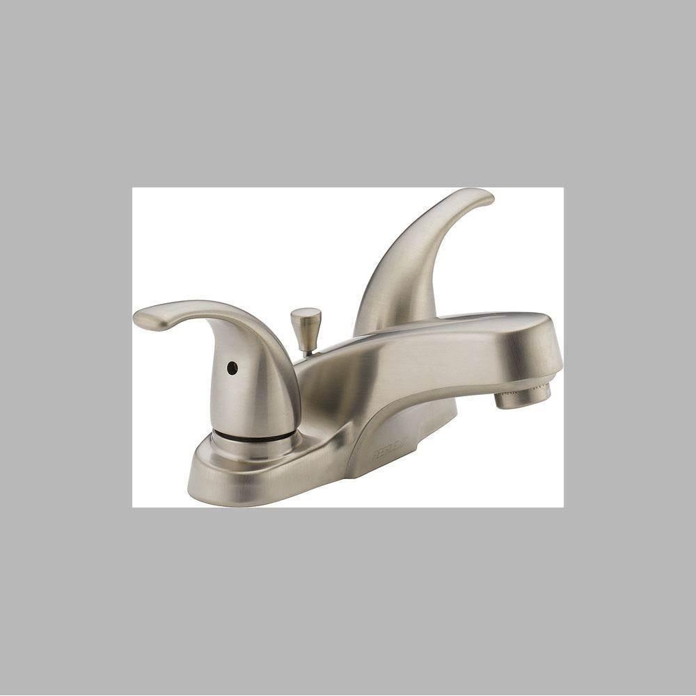 Lavatory Faucet, 1.2 gpm, 4 in Center, Brushed Nickel, 2 Handles thumbnail 2