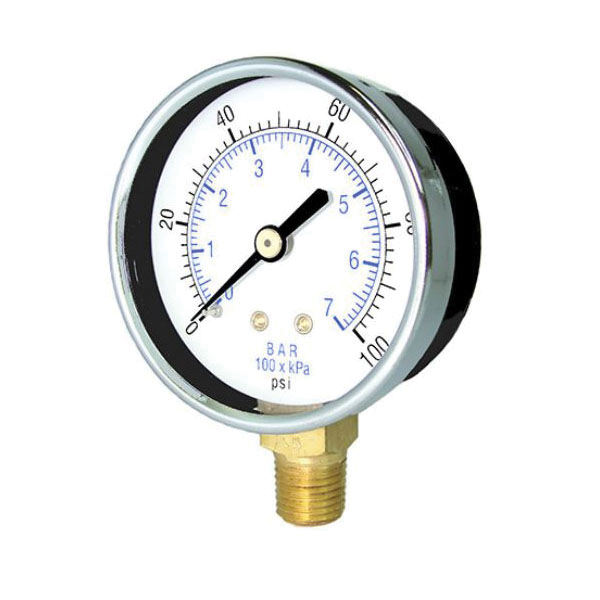 PIC Gauge 103D-208F Dry Filled Utility U-Clamp Panel Mount Pressure Gauge with Chrome Plated Steel Case 1/8 Male NPT Connection Size 2 Dial Size Plastic Lens 0/160 psi Range Chrome Bezel 