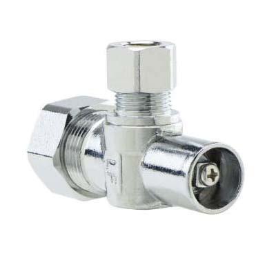 PLUMBSHOP® PLB113X P Angle Stop, 1/2 x 3/8 in Nominal, Compression, Quarter-Turn Handle Actuator, 125 psi, Brass Body thumbnail 2
