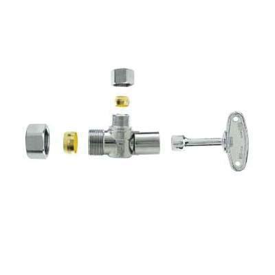 PLUMBSHOP® PLB113X P Angle Stop, 1/2 x 3/8 in Nominal, Compression, Quarter-Turn Handle Actuator, 125 psi, Brass Body thumbnail 3
