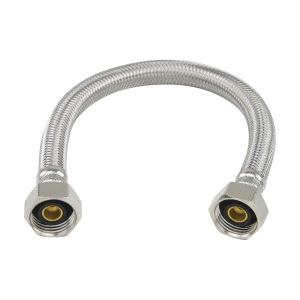 PLUMBSHOP® PLS8-16A F Braided Faucet Connector, 1/2 in, FIP, 16 in L, PVC/Stainless Steel, Chrome/Silver