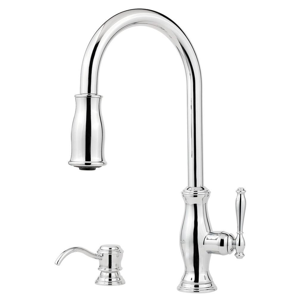 Price Pfister&trade; Ashfield&trade; GT529 1-Handle Professional Grade Deck-Mount Pull-Down Kitchen Faucet, 1.75 gpm, Polished Chrome