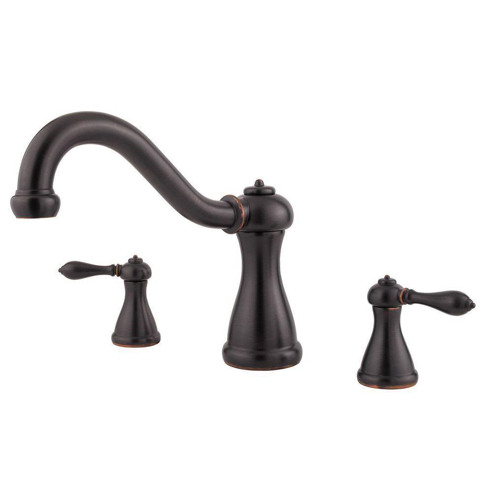 Pfister™ Marielle RT6-5MX Professional Grade 2 Handle 3 Hole Deck Mount Roman Tub Trim, 15 - 18 gpm, Tuscan Bronze