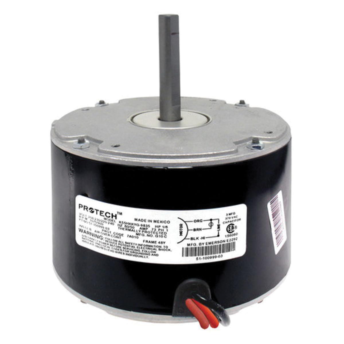 Emerson Direct Drive 1 Speed 1-Phase Counterclockwise Condenser Motor, 1075 rpm, 1/6 HP, 208 - 230V
