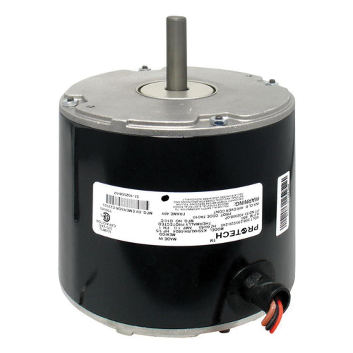 PROTECH™ 51-102500-04 Condenser Fan Motor, 208 to 230 V, 1 A Full Load, 1/5 hp, 825 rpm Speed, 1 ph, 50/60 Hz, 48 Frame