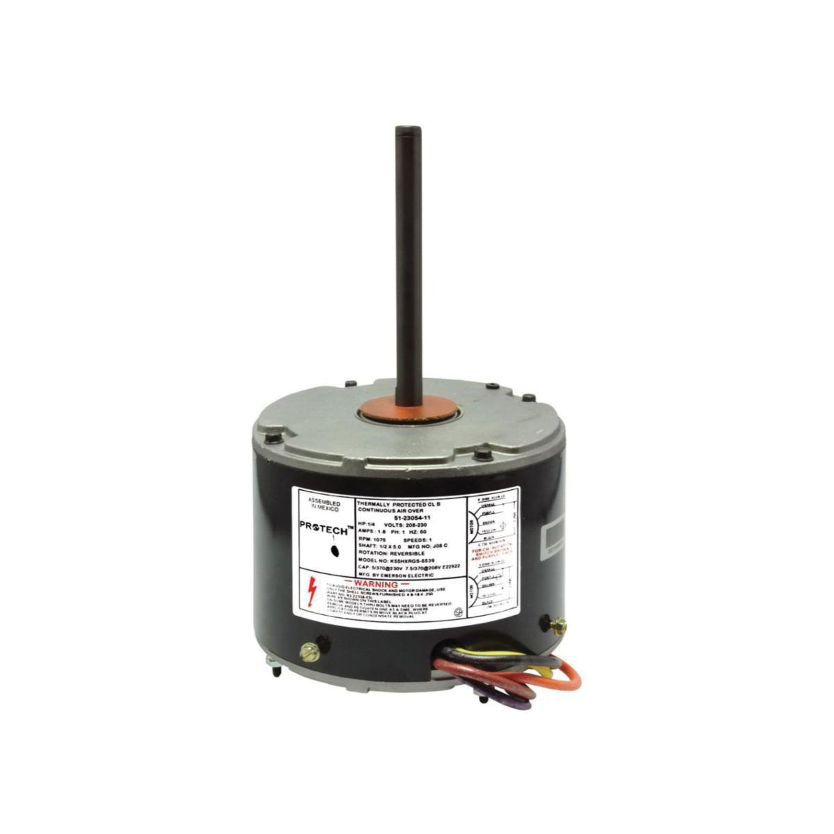 PROTECH™ 51-23054-11 Condenser Fan Motor, 1/4 hp Motor, 208 to 230 V, 1 ph, 1075 rpm Motor, 48 NEMA, 1 -Speed, 2 A