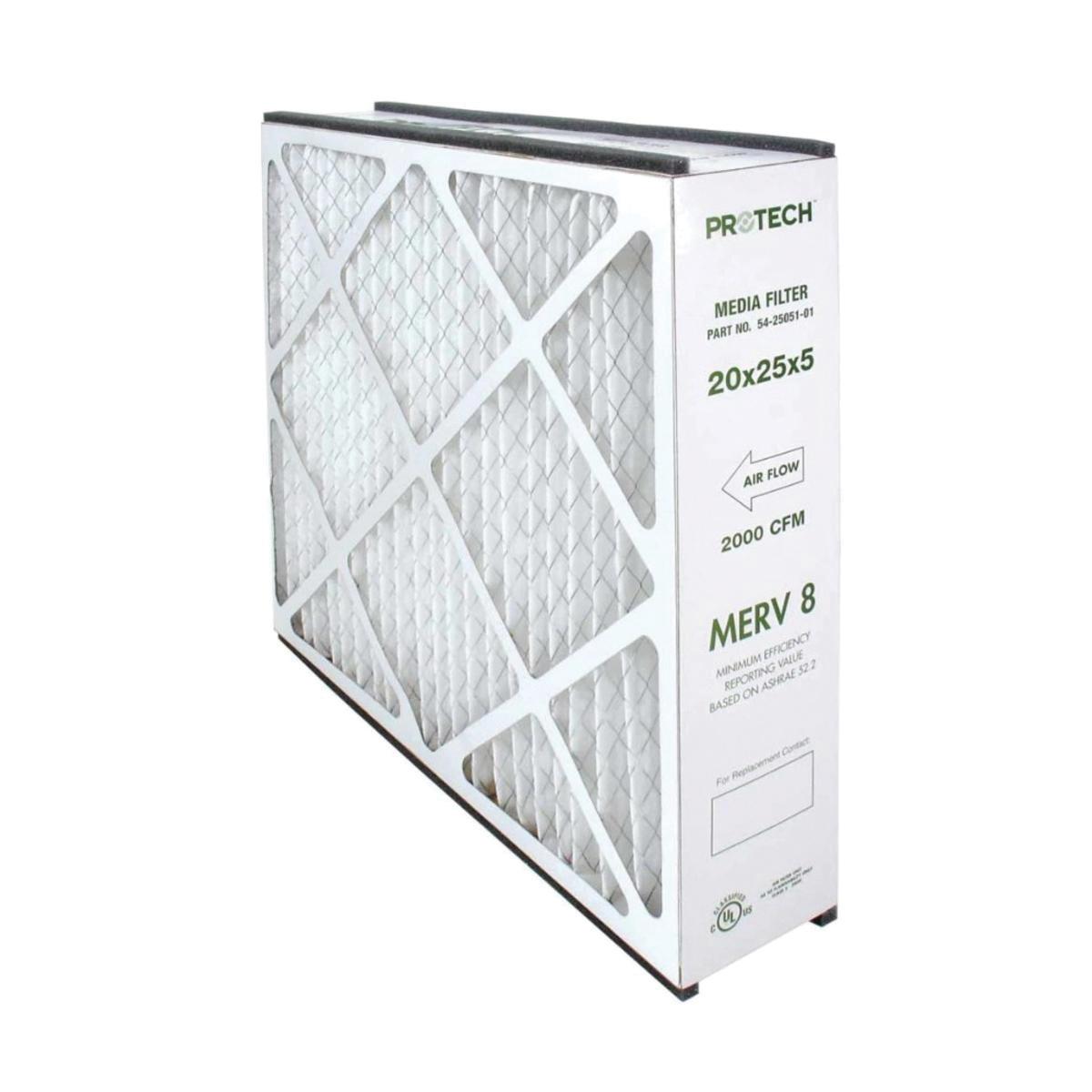 Protech® 54-25051-01 Media Filter Replacement, 20 inch x 25 inch x 7-1/2 inch, 2000 CFM; 3/BX