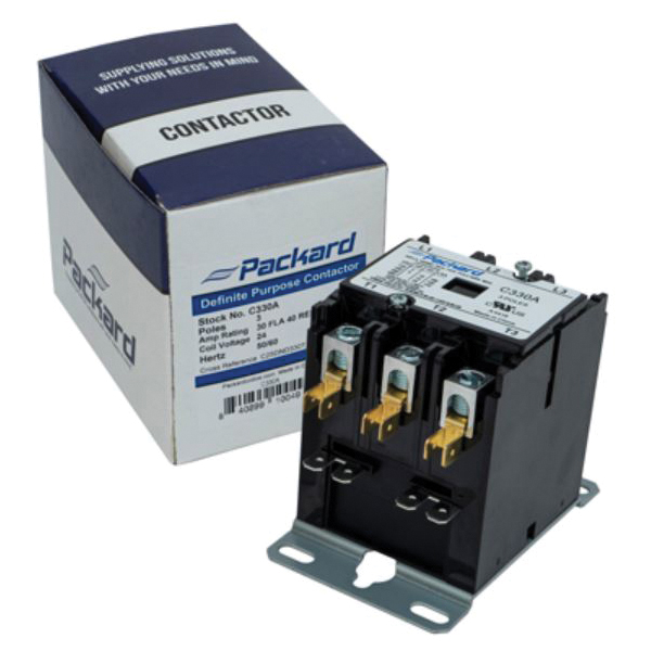 Packard C330A Definite Purpose Contactor, 24 V Coil, 30 A, 3-Pole