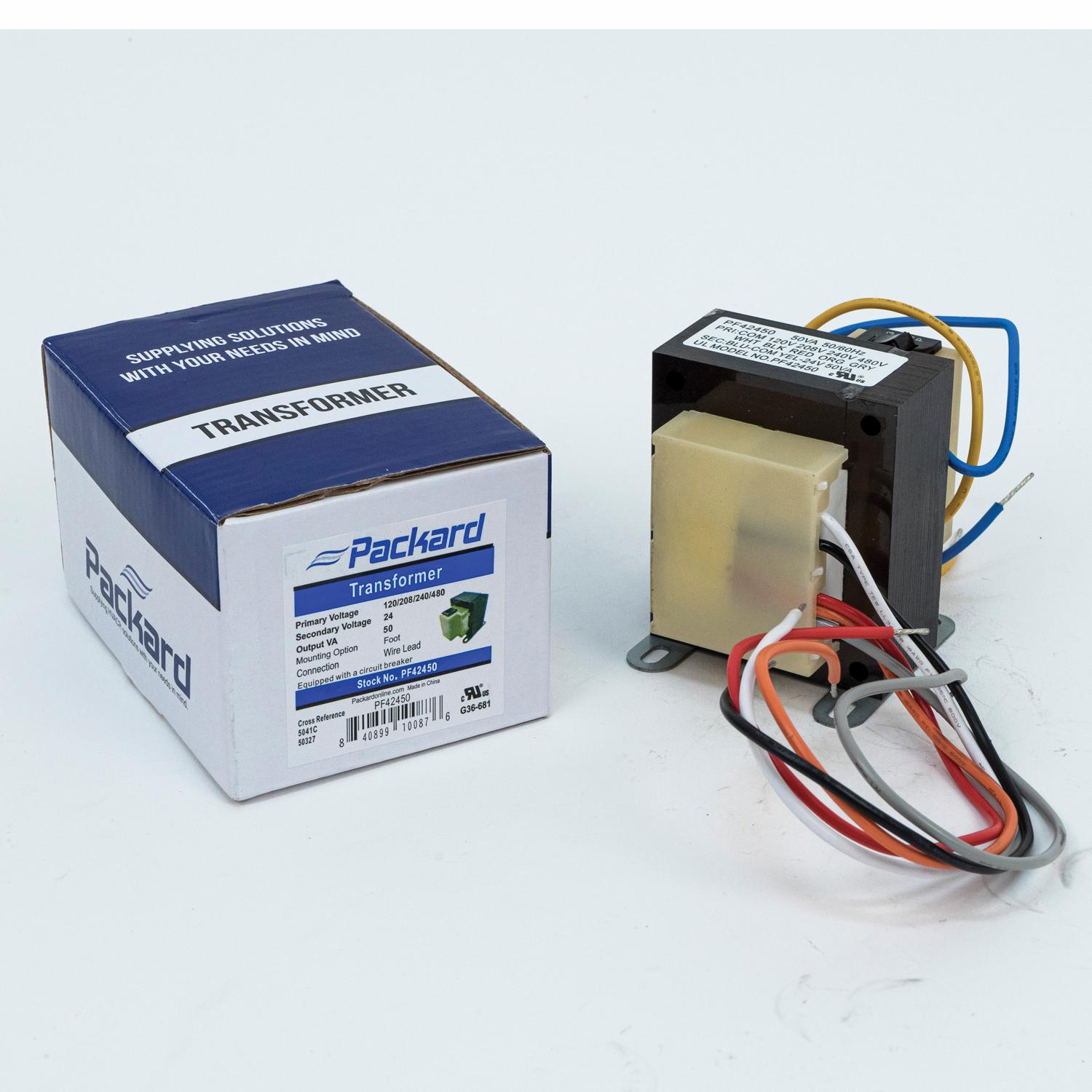 Packard PF42450 Foot-Mount Transformer, 20/208/240/480 V Primary, 24 V Secondary