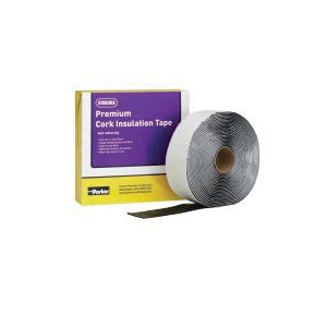 Parker® Virginia PT1 Premium Insulation Tape, 1/8 in Thick, 2 in W, 30 ft L, Black, Cork Backing