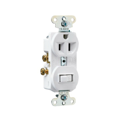 Pass & Seymour® 691W Combination Switch and Single Receptacle, 120/125 V, 15 A, 1-Switch, Thermoplastic Housing