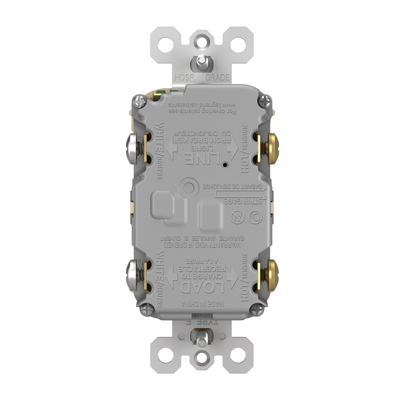 Pass & Seymour 1597 Series 125V 15A Self-Test Duplex Nylon Specification Grade GFCI Receptacle, Ivory thumbnail 2