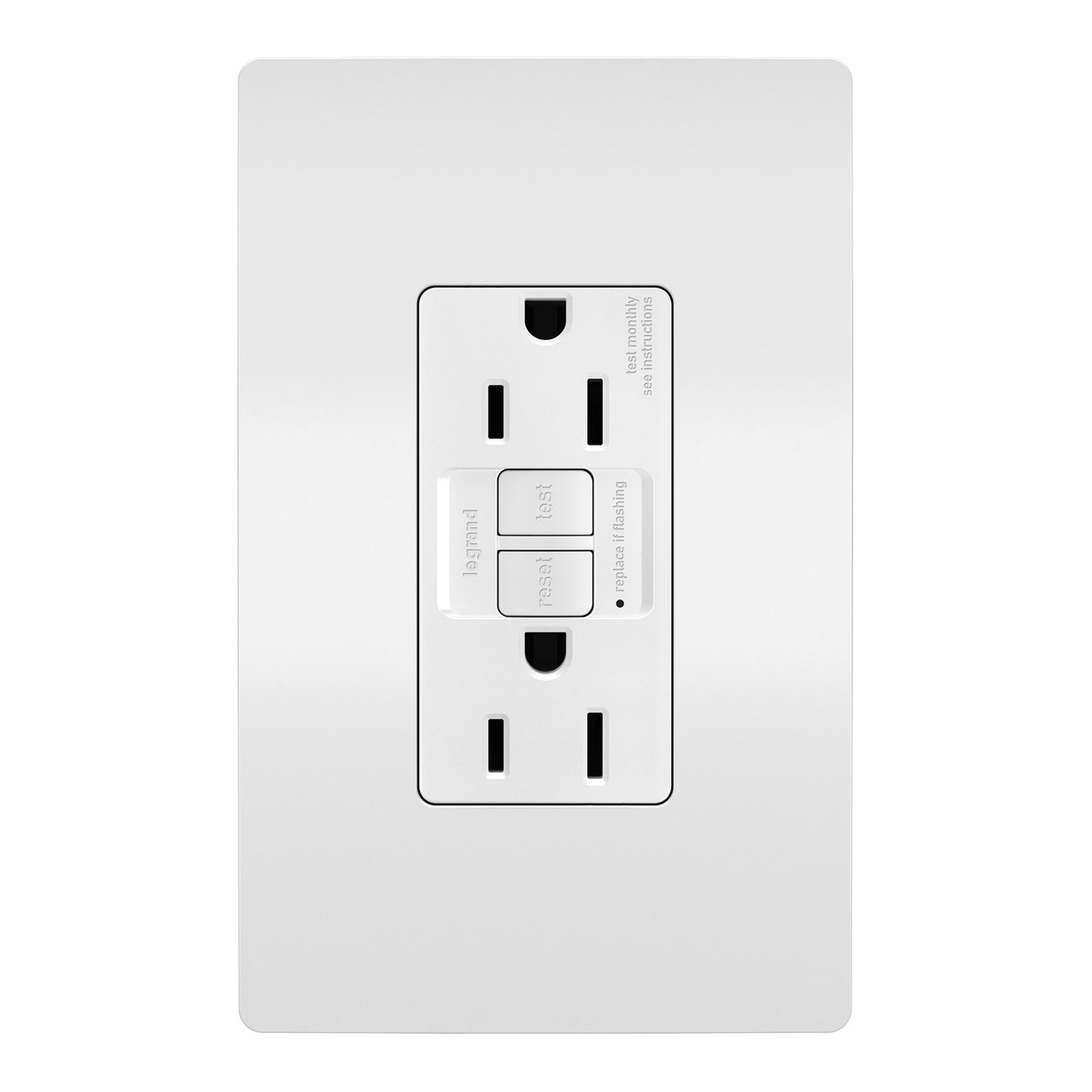 Pass & Seymour 1597 Series 125V 15A Self-Test Duplex Nylon Specification Grade GFCI Receptacle, White