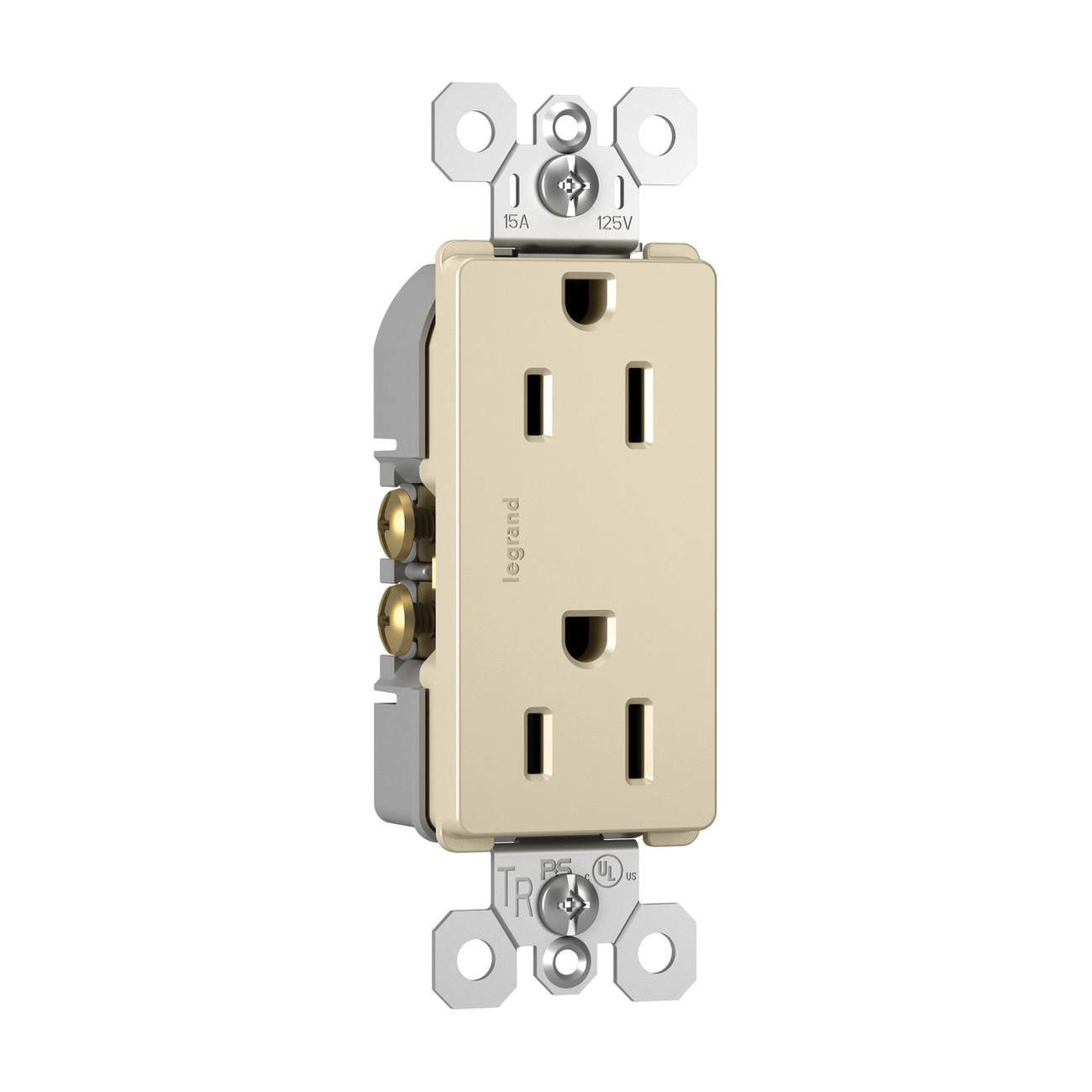 Pass & Seymour® radiant® 885TRLA Duplex Receptacle, 120/125 V, 15 A, 2-Pole, 3-Wire, Light Almond, NEMA 5-15R thumbnail 3