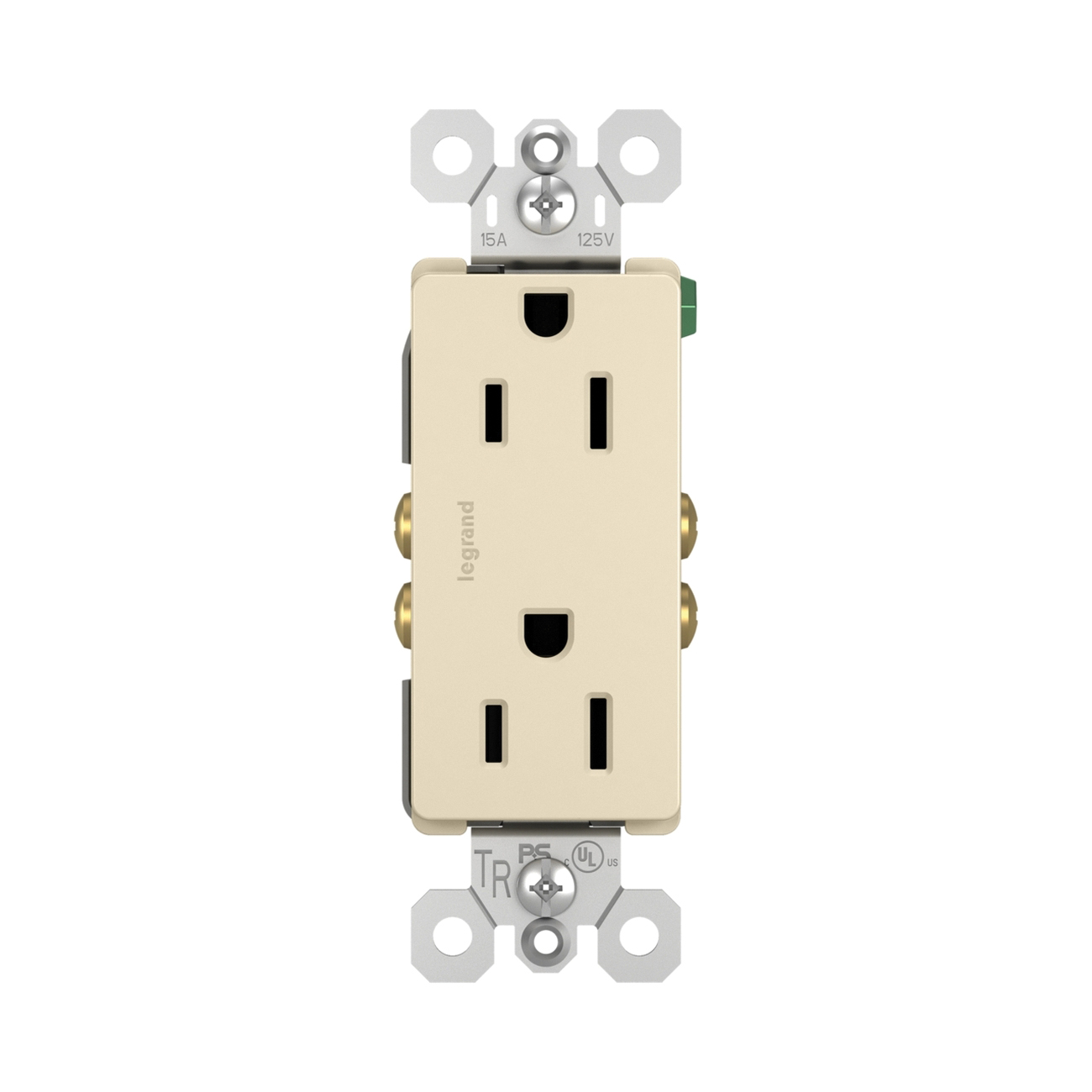Pass & Seymour® radiant® 885TRLA Duplex Receptacle, 120/125 V, 15 A, 2-Pole, 3-Wire, Light Almond, NEMA 5-15R thumbnail 2