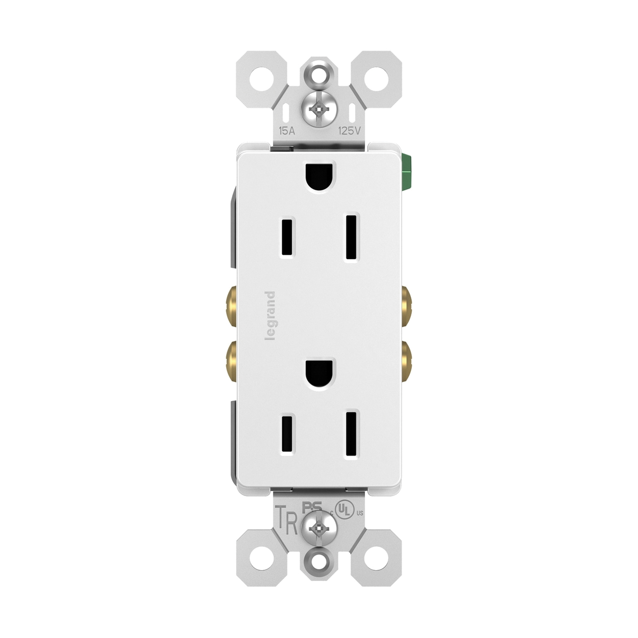 Pass & Seymour® radiant® 885TRW Duplex Receptacle, 120/125 V, 15 A, 2-Pole, 3-Wire, White, NEMA 5-15R