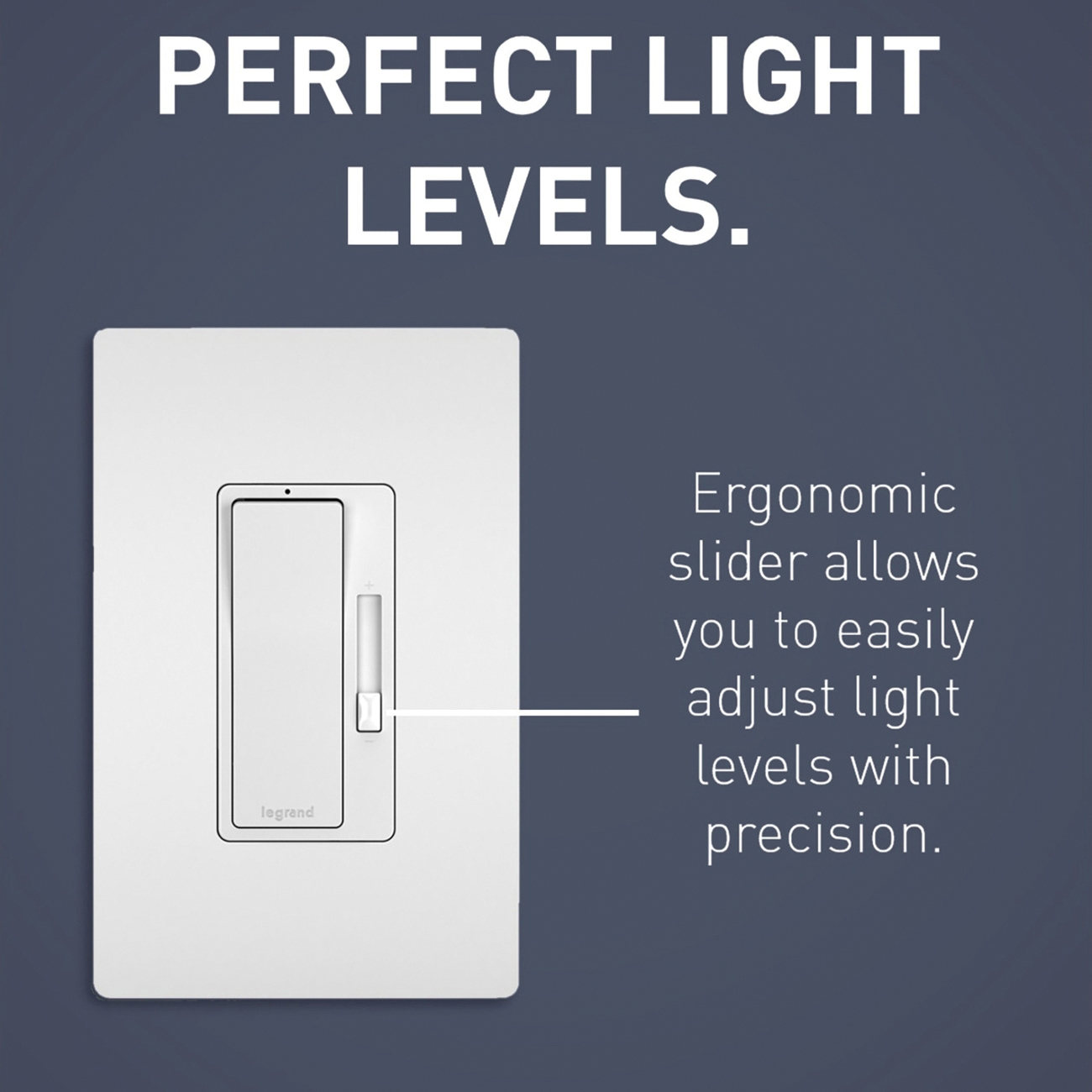 Pass & Seymour® RHCL453PW Dimmer, Paddle, Slider Switch, 700 W, 120 VAC, CFL, Halogen, Incandescent, LED Lamp, White thumbnail 3