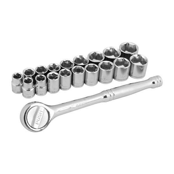 Performance Tool® W38301 Ratchet and Socket Set, 3/8 in Drive, System of Measurement: Metric, SAE, 6-Points