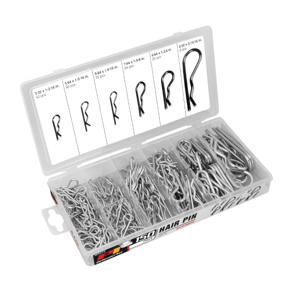 Performance Tool® W5210 Hair Pin Assortment, Steel, Zinc-Plated, 6-Sizes, 150-Pieces