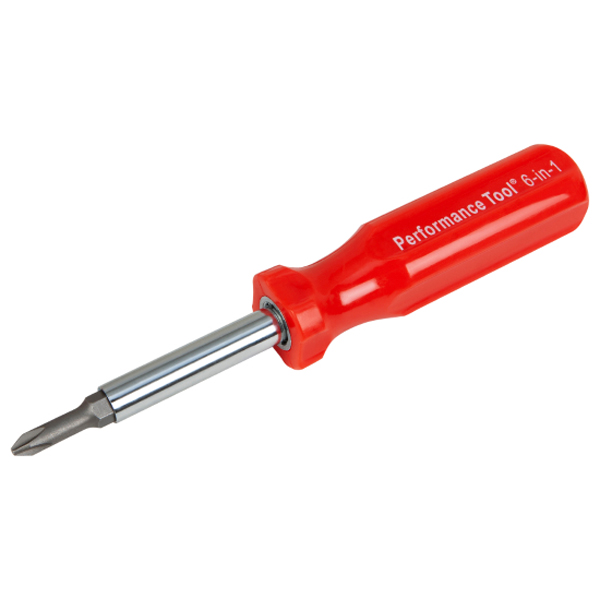 Performance Tool® W975 6-In-1 Quick-Change Screwdriver, #1, #2, 1/4 in, 3/16 in Point