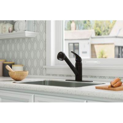 PfISTER® Pfirst 1 Handle Pull-Out Kitchen Faucet, Tuscan Bronze