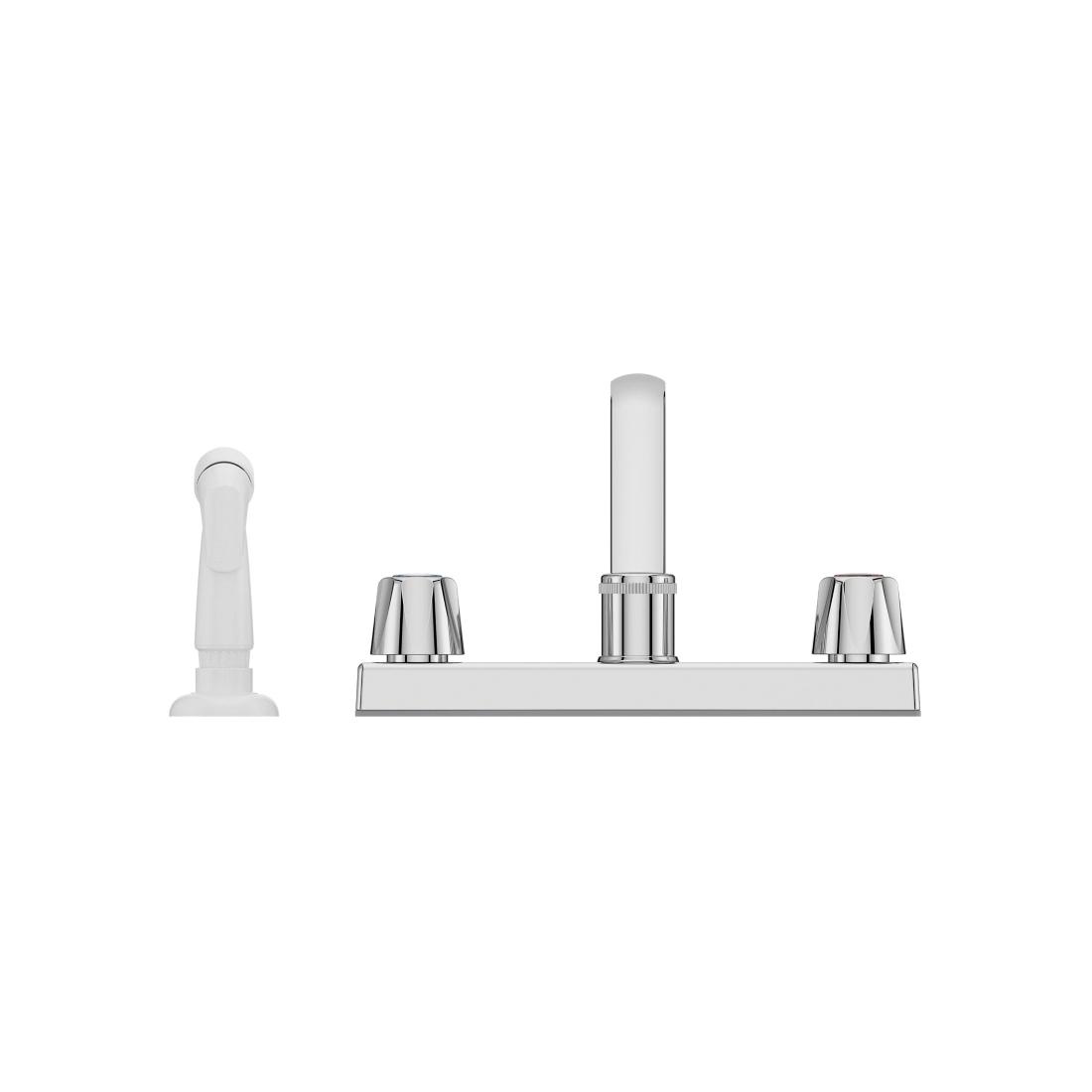 PfISTER® Pfirst 2 Handle Kitchen Faucet with White Side Spray, Polished Chrome thumbnail 2