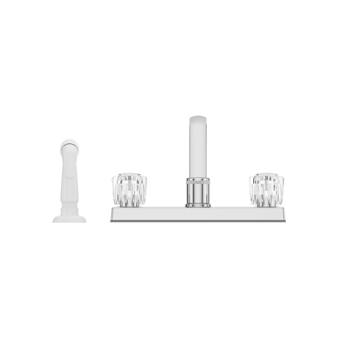 PfISTER® Pfirst 2 Handle Kitchen Faucet with White Side Spray, Polished Chrome thumbnail 4