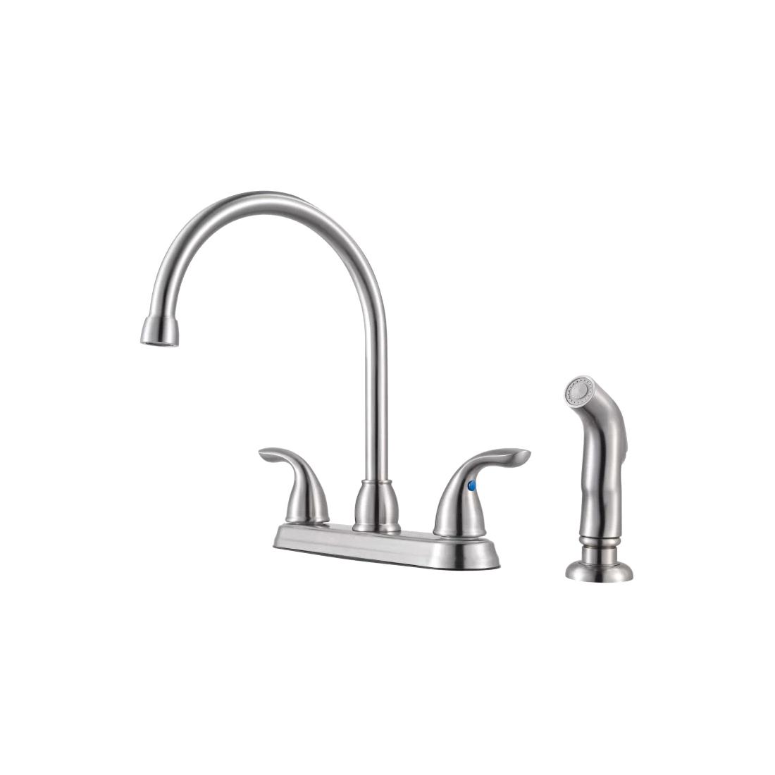 Price Pfister&trade; G136-500 Professional Grade Deck-Mount Two Handle Kitchen Faucet, 1.75 gpm, Stainless Steel