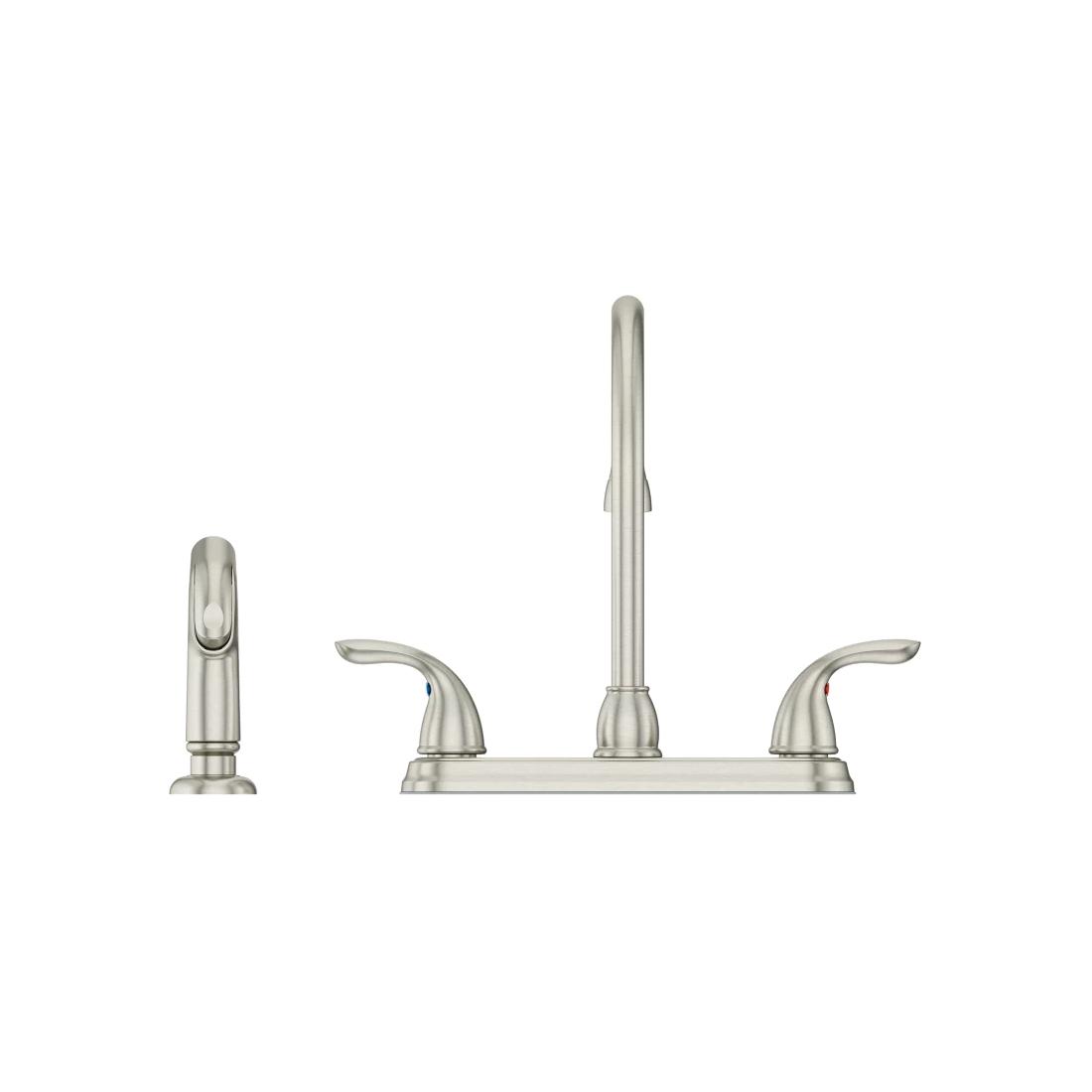 PfISTER® Pfirst 2 Handle Kitchen Faucet with Side Spray, Stainless Steel thumbnail 2