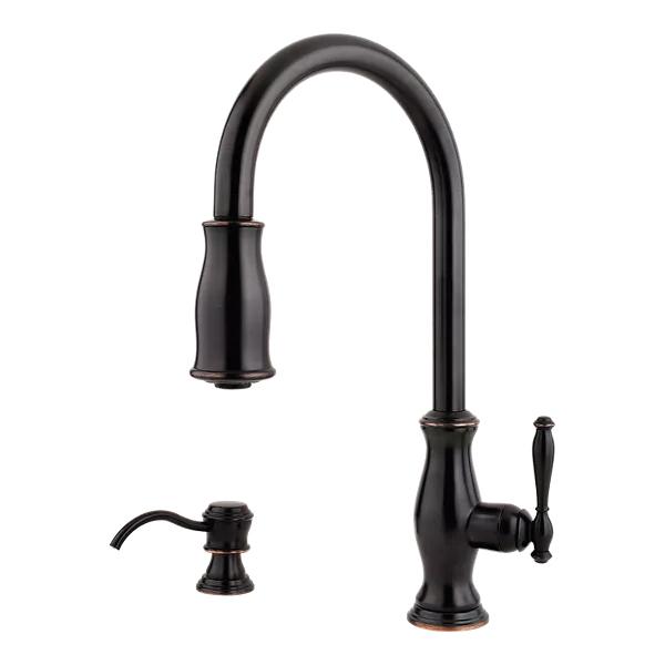 PfISTER® Hanover 1 Handle Pull-Down Kitchen Faucet with Soap Dispenser, Tuscan Bronze thumbnail 2